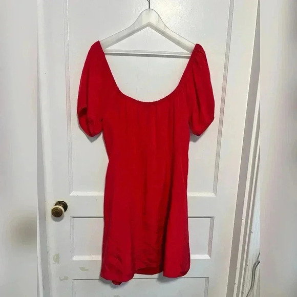 Tibi New York Red Silk Short Sleeve Baby Doll Holiday Dress Size $395 - Picture 5 of 5